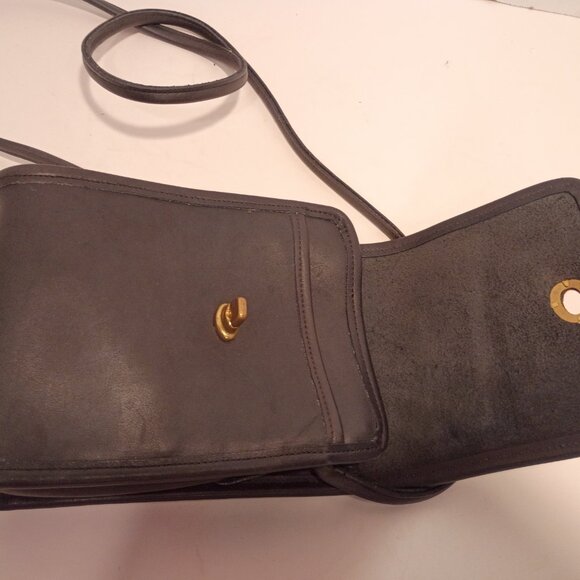 1995 COACH Scooter Bag Black Leather Compact Crossbody Swivel Clasp K5D 9893 - Picture 12 of 15